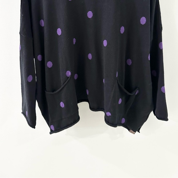 Shannon Passero Black & Purple Polka Dot Sweater Size M/L - Picture 3 of 5